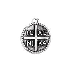 BeadsBalzar Beads & Crafts (GQ6396B) SILV.ANT (GQ6396X) Talisman 14mm pendant (2 PCS)