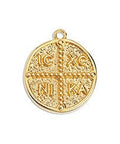 BeadsBalzar Beads & Crafts (GQ6397A) 24KT GOLD PLATED (GQ6397X) Cross talisman 18mm pendant  (2 PCS)