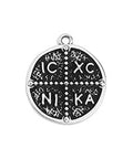 BeadsBalzar Beads & Crafts (GQ6397B) SILVER ANTIQUE (GQ6397X) Cross talisman 18mm pendant  (2 PCS)