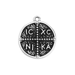 BeadsBalzar Beads & Crafts (GQ6397B) SILVER ANTIQUE (GQ6397X) Cross talisman 18mm pendant  (2 PCS)