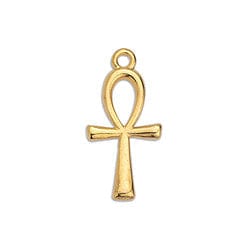 BeadsBalzar Beads & Crafts (GQ6439A) 24KT GOLD PLATED (GQ6439X)  Ankh cross motif pendant 10 x 22MM (4 PCS)