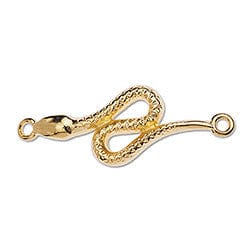 BeadsBalzar Beads & Crafts (GQ6443A) 24KT GOLD PATED (GQ6443X) Good Quality Metal Alloy 31 x 10mm snake with 2 eyes (2 pcs)