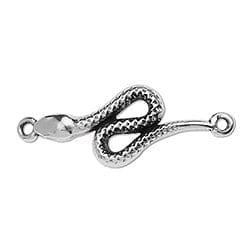 BeadsBalzar Beads & Crafts (GQ6443B) SILVER ANTIQUE (GQ6443X) Good Quality Metal Alloy 31 x 10mm snake with 2 eyes (2 pcs)