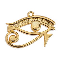 BeadsBalzar Beads & Crafts (GQ6491A) 24KT GOLD PLATED (GQ6491X) Metal Alloy 29x 22mm Eye of Ra wire pendant (1 PC)