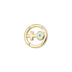BeadsBalzar Beads & Crafts (GQ6493A) Good Quality Metal Alloy 11.4 x 11.5mm Round motif with cross and eye (3 pcs)