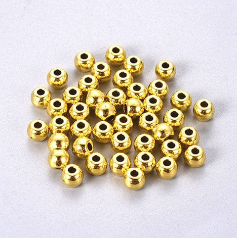 BeadsBalzar Beads & Crafts (GQ6496A) 24KT Gold plated Brass Bead 4x3.2mm Hole: Ø 1.4 (20 pcs)