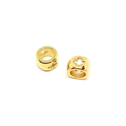 BeadsBalzar Beads & Crafts (GQ6499A) 24KT Gold Plated Bead with cross Hole: Ø 6 (6 pcs)