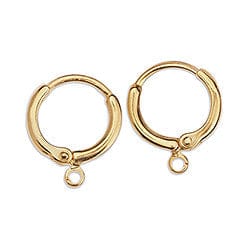 BeadsBalzar Beads & Crafts (GQ6511A) 24KT GOLD PLATED (GQ6511X) 13.4 x 16mm Brass ear ring with ring (1 PAIR)