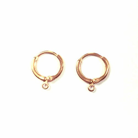 BeadsBalzar Beads & Crafts (GQ6511C) ROSE GOLD PLATED (GQ6511X) 13.4 x 16mm Brass ear ring with ring (1 PAIR)