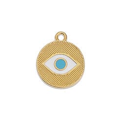 BeadsBalzar Beads & Crafts (GQ6520B) GOLD / WHITE (GQ6520X) Round eye motif 17mm pentant (2 pcs)