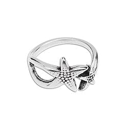 BeadsBalzar Beads & Crafts GQ6534B SILVER (GQ6534X) Alloy Ring starfishes 17mm (2 pcs)