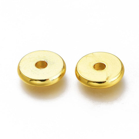 BeadsBalzar Beads & Crafts (GQ7677-G) Brass Spacer Beads, Flat Round, Golden 7.7x1.8mm (10 PCS)