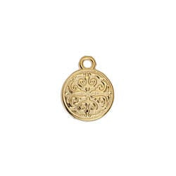 BeadsBalzar Beads & Crafts (GQA7068A) 24KT GOLD PLATED (GQA7068X) Round motif with Arabic pattern 13mm (4 PCS)
