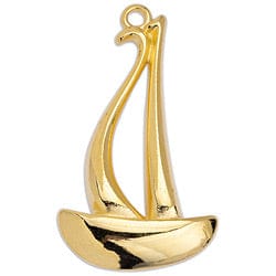 BeadsBalzar Beads & Crafts (GQB6787A) 21 boat motif pendant 21x37mm (1 PC)