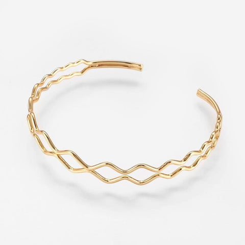 BeadsBalzar Beads & Crafts (GQB8098-01A) Brass Cuff Bangles, Wave, 51x60mm (1 PC)