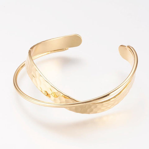 BeadsBalzar Beads & Crafts (GQB8239-B05) Brass Cuff Bangle, Real 18K Gold Plated (46x52mm) (1 PC)