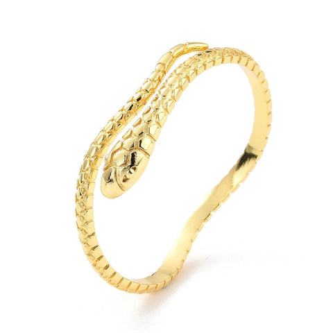 BeadsBalzar Beads & Crafts (GQB8272-G) Brass Snake Grooved Cuff Bangle, 18kt Gold Plated (49x44mm)  (1 PC)
