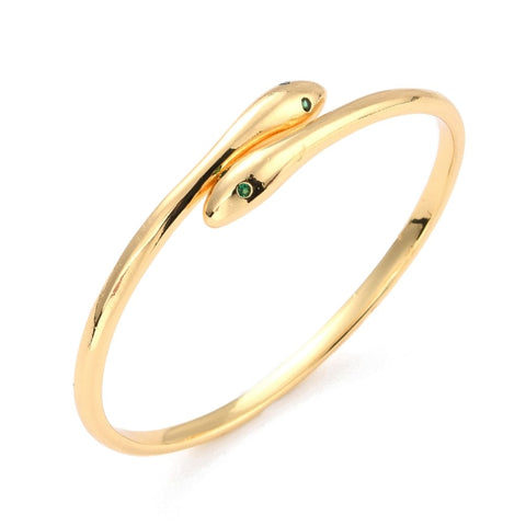 BeadsBalzar Beads & Crafts (GQB8305-16G) Green Cubic Zirconia Snake Wrap Cuff Bangle, Brass Real 18K Gold Plated (1 PC)