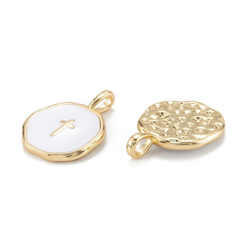 BeadsBalzar Beads & Crafts (GQC8092-09G) Brass Enamel Pendants, Cross, 13.5x18mm (2 PCS)