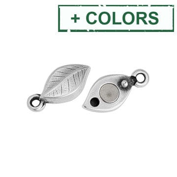 BeadsBalzar Beads & Crafts (GQC8457-X) Alloy Magnetic clasp leaf with 2 rings 17x7mm (1 SET)