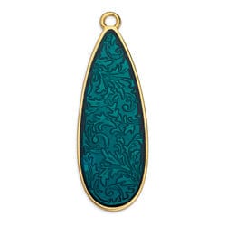BeadsBalzar Beads & Crafts (GQD6805A) GOLD BR. BLUE TR (GQD6805X) Flat drop piece 33mm (2 PCS)