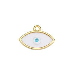 BeadsBalzar Beads & Crafts (GQE6804A) GOLD / WHITE (GQE6804X) 17 x 12mm Eye wireframe Vitraux pendant (1 PC)