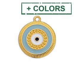 BeadsBalzar Beads & Crafts (GQE7105X) Round eye motif with rays and grains pendant 18X20MM (2 PCS)