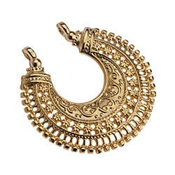 BeadsBalzar Beads & Crafts (GQE7141A) Brass ethnic 28mm with 2 eyes pendant (1 PC)