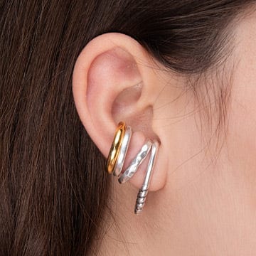 BeadsBalzar Beads & Crafts (GQE7223A) Earring lobe hug hammered with titanium pin 24kt Gold plated (2 PCS)
