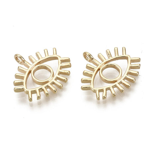 BeadsBalzar Beads & Crafts (GQE7872G) Brass Pendants, Eye, 14.5x15.5mm (2 PCS)
