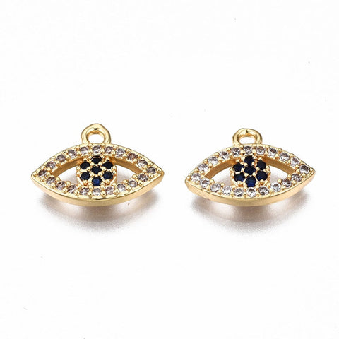 BeadsBalzar Beads & Crafts (GQE7946G) Brass Micro Pave Cubic Zirconia Charms, 9x13mm (1 PC)