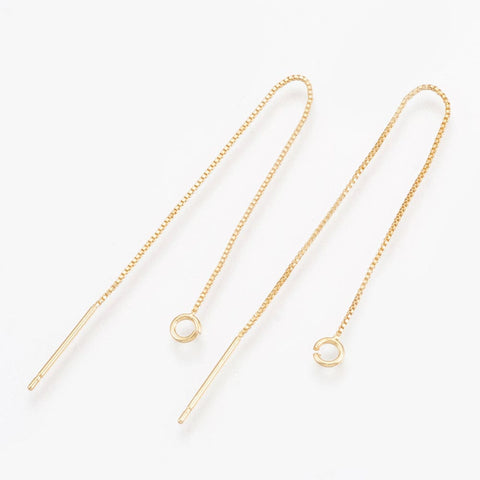BeadsBalzar Beads & Crafts (GQE8263-G) Brass Stud Earring Findings, with Loop, Ear Threads, 82~87mm long (2 PCS)