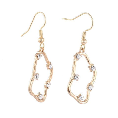 BeadsBalzar Beads & Crafts (GQE8409-02) Dangle Earrings, Real 18K Gold Plated Brass Cubic Zirconia Pendants and Brass Earring Hooks, about 45mm (1 PAIR)