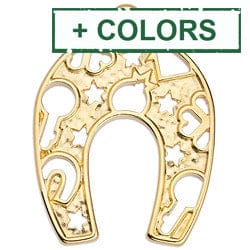 BeadsBalzar Beads & Crafts (GQH6725X) 44X58MM Horseshoe motif with perforated pattern pendant (1 PC)