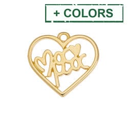 BeadsBalzar Beads & Crafts (GQH8250-X) Motif heart wireframe ''Μαμά'' pendant 20x19mm (2 PCS)