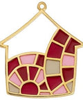 BeadsBalzar Beads & Crafts (GQH8386-HG) Alloy House motif with vitraux mosaic pendant 39X43mm (1 PC)