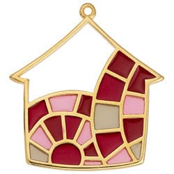 BeadsBalzar Beads & Crafts (GQH8386-HG) Alloy House motif with vitraux mosaic pendant 39X43mm (1 PC)