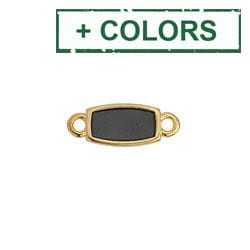 BeadsBalzar Beads & Crafts (GQL7202X) Rectangular motif vitraux with 2 rings 16x6mm (3 PCS)