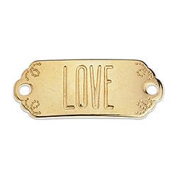 BeadsBalzar Beads & Crafts (GQL7239A) 24KT GOLD PLATED (GQL7239X) Girlie ID LOVE 30x12mm (2 PCS)
