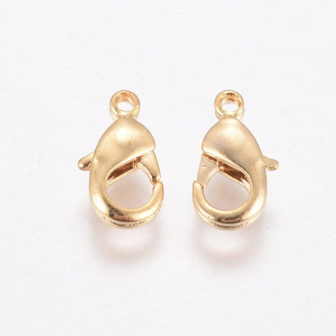 BeadsBalzar Beads & Crafts (GQL7957G-10) Brass Lobster Claw Clasps, Real 18kt Gold Plated 10mm (6 PCS)