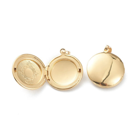 BeadsBalzar Beads & Crafts (GQL8239-06G) Brass Locket Photo Frame Pendants, Real 18K Gold Plated 20mm wide (2 PCS)