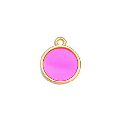 BeadsBalzar Beads & Crafts (GQP6870A) GD.PL;/FUCHSIA FLORESCANT (GQP6870X) 11 x 14MM Round wireframe Vitraux pendant (2 PCS)