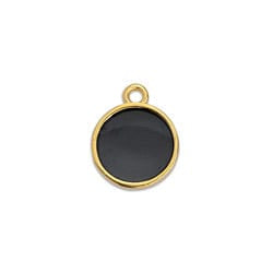 BeadsBalzar Beads & Crafts (GQP6870B) GD.PL./BLACK (GQP6870X) 11 x 14MM Round wireframe Vitraux pendant (2 PCS)