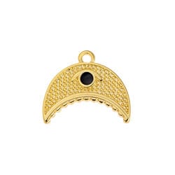 BeadsBalzar Beads & Crafts (GQP7657A) GOLD/BLACK (GQP7657X) Moonbone with eye pendant 18x15m (2 PCS)