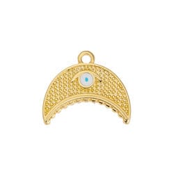 BeadsBalzar Beads & Crafts (GQP7657B) GOLS/BLUE (GQP7657X) Moonbone with eye pendant 18x15m (2 PCS)