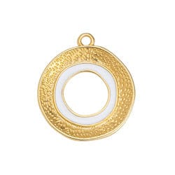 BeadsBalzar Beads & Crafts (GQP7718A-10PC) Round motif wtih textured pattern pendant 23mm (10 PCS)