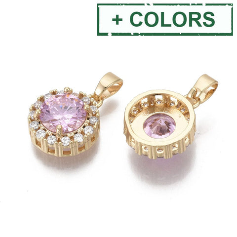 BeadsBalzar Beads & Crafts (GQP7869X) Brass Micro Pave Cubic Zirconia Charms, 14mm long (1 PC)