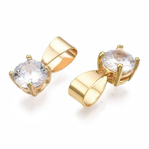 BeadsBalzar Beads & Crafts (GQP8090-25G) Brass Cubic Zirconia Charms, 13x6mm  (2 PCS)