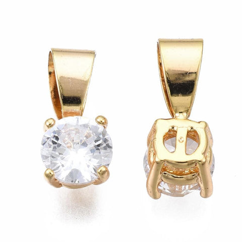 BeadsBalzar Beads & Crafts (GQP8090-25G) Brass Cubic Zirconia Charms, 13x6mm  (2 PCS)