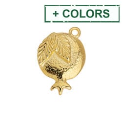 BeadsBalzar Beads & Crafts (GQP8382-X) Alloy Motif pomegranate with leaf pendant 14x20mm (4 PCS)